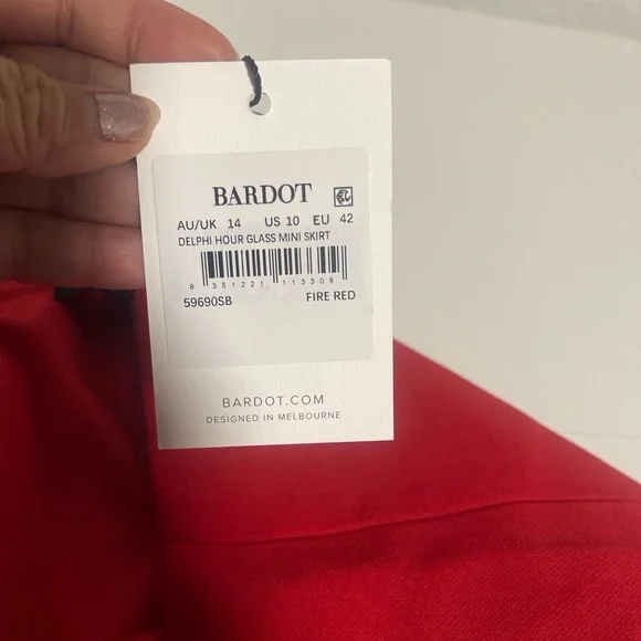 Nwt Revolve Bardot Delphi Hourglass Mini Skirt in fired red size 10 - Picture 11 of 11